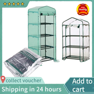 4/3ชั้น Mini เรือนกระจกแบบพกพา Plant Grow Shed กรอบโลหะฝาครอบสีเขียว
