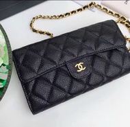 💜Chanel香奈兒 牛皮長款錢包 香港正品💰多功能卡包/證件包/零錢包 連禮盒套裝