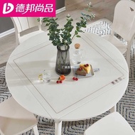 ST/🏮Eight-Immortal Table Change round Table Foldable Household Small Apartment Square Solid Wood Retractable Stone Plate