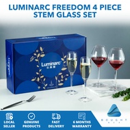 Luminarc Freedom 4 Piece Stem Glass Set Red White Wine Champagne Gift Box Exquisite Luxury Elegant I