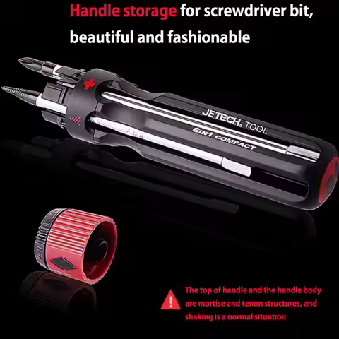 Jetech Multi-Bit 6 in 1 Screwdriver Multifunction Rotating Bit Phillips Screw Torx Interchangeable S