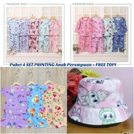 ALIBAXSTORE Printing Package [PP 2 SET + CP 1 SET + hp 1 SET + FREE HAT] Full Printing Girls' Set (P