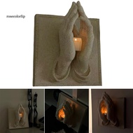 RR Resin Candle Holder Inner Peace Symbol Decor Hand Candlestick Resin Symbol of Faith Emotion Warmt