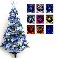 [特價]5尺一般型綠聖誕樹+藍銀色系配件+LED燈100燈彩光1串彩色光