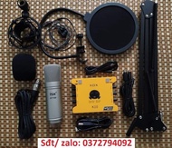 Bộ mic thu âm ISK at100 sound card xox k10 2020 phiên bản tiếng anh chân màng dây live đầy đủ tặng t