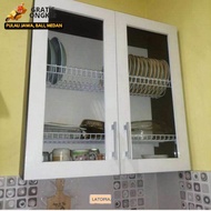 Latopia Furniture Non Rakitan Kitchen Set Atas 2 Pintu / Rak Piring Dapur Minimalis 215 (Dikirim Dal