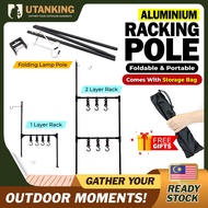 UtanKing™ Aluminum Hanging Rack Camping Lamp Pole Table Storage Lantern Hanger Lampu Rak Stand