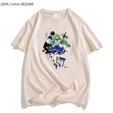 Touhou Project Shrine Maiden Sanae Kochiya Anime Tshirts Harajuku MEN 100% Cotton T-shirts Cartoon S