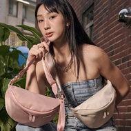 CUBE 輕量尼龍拉鍊胸包 - 淡亞麻/淡柔粉