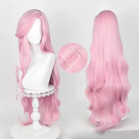 Long Pink Wavy Heat Resistant Synthetic Hair Halloween Party Fluttershee costumes 100cm Anime Pony F
