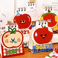CHIHIRO11Z9D 2027 Desk Calendar, Mini Coil Binding Standing Calendar, Portable Appl Shape Flip Calen