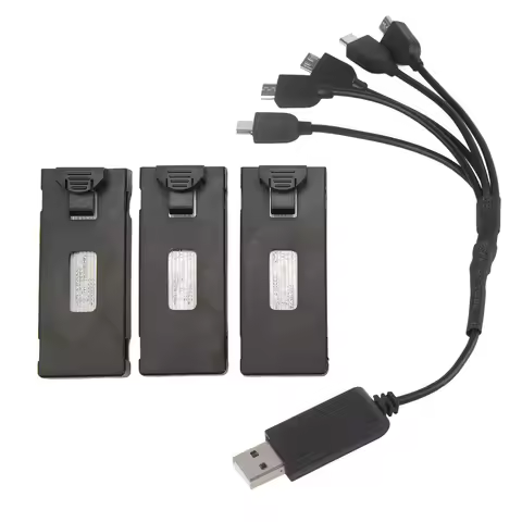 3pcs RC Quadcopter Lithium Battery Light Charging Cable Set Replacement for E88 E88Pro LS E525 E525P