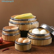 HUIJIANG Bamboo Steamer Chinese Gift Idea With Stainless Steel Handle Steam Basket Woven Bamboo Bao 