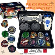 BURST ATTACK BEYBLADE SET IN BOX 2 LAUNCHER+handle+launcher tali+6pcs bayblade+3pcs driver AND 1 BOX COLOR BLACK BB888