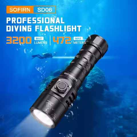 SOFIRN SD06 Diving Flashlight SFT70 3200lm Rechargeable Underwater Deep Scuba Torch Dive LED Light P