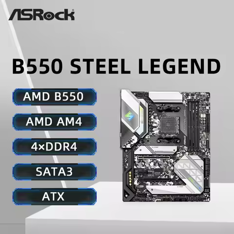 ASRock B550 Steel Legend Motherboard Support Ryzen7 5800X3D R5 5600 CPU AMD AM4 Socket DDR4 4733MHz 