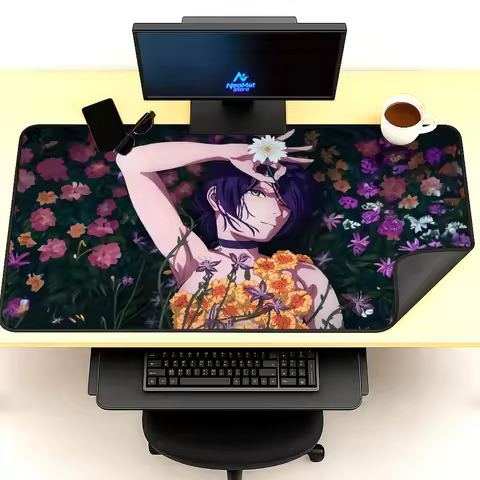 Floral Mouse Pad Large Gaming Mat 120x60 Purple Orange 5mm Thick Flowers Girl Anime Mousepad Compute