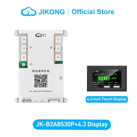 JIKONG JK-B2A8S30P+4.3 Display Lifepo4 Li-Ion Lto Battery 200A Active Balancer Smart BMS 4S-8S 12V/2