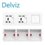 Delviz (US/UK/EU) 2GANG/2WAY+double 3-hole USB socket with socket mounting box