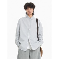 Afraid of Born Japanese Retro Vertical Striped Shirt Men Women Loose Profile Lazy Style Drape Long-S