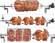 Kanka Universal Gas Grill Rotisserie Kit, Stainless Steel, Heavy-Duty System with Motor, Spit Rod, F