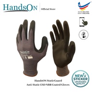 HandsON ESD Nitrile Work Gloves | Anti-static | Touchscreen｜Made in Malaysia｜EN388 EN16530