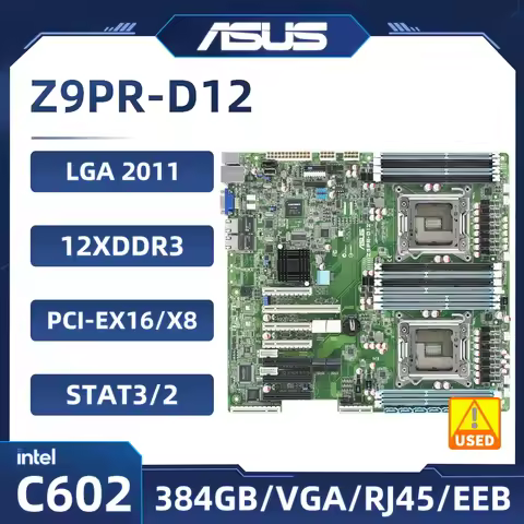 ASUS Z9PR-D12 Motherboard LGA 2011 Intel C602 12×DDR3 384GB 5×PCI-E X16 6×USB3.0 Dual Gigabit LAN EE