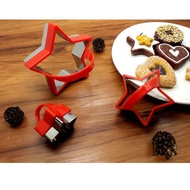 3Pcs Heart Five Star Round Stainless Steel Plastic Cookie Cutters Handle Pie Cutter Biscuit Scones P