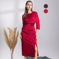 【MEDUSA】披肩立體花朵修身喜宴小禮服 - 2色(M-XL) | 媽媽禮服