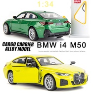 Diecast car 1:34 BMW i4 M50 Electric sports car Models Alloy Car Diecast Toy Vehicle With lights and