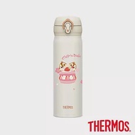 【THERMOS膳魔師】奇奇蒂蒂櫻花篇不鏽鋼超輕量彈蓋真空保溫瓶500ml(JNL-502CAD-CBCL) 珠光白