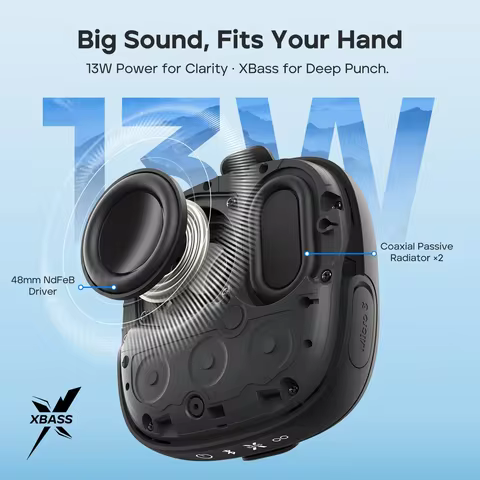 Tribit StormBox Micro 3 Wireless Speaker,13W XBass Sound,BT 6.0, 24H Playtime,IP68,TWS,Strap & Magne