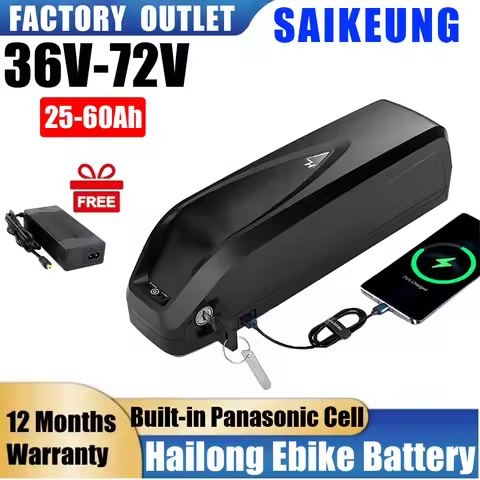 Hailong ebike battery 72v 50ah 25AH 52v Electric Bicycle Ncr18650b 36v 48v 60v 30 35 40ah 60ah Lithi