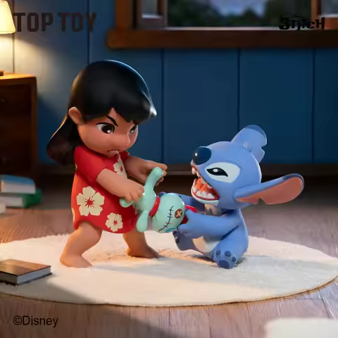 TOPTOY Stitch And Lilo Happy Daily Blind Box Collectible Figurine Removable Accessory Desktop Orname