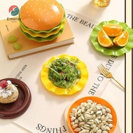 EMERAY Mini Dinner Plate, Burger-Shaped Plastic Stackable Hamburger Plate Set, Creative 5/7 Layers M