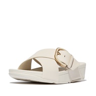 FitFlop LULU Resin-Buckle Leather Cross Slides - Paris Beige (JE8-A99)