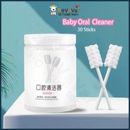 BEVAVAR 30Pcs Baby Cotton Swab Mouth Tongue Cleaner Oral Cleaner Baby Toothbrush Cotton Gauze Pad St