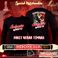 PAKET PROMO 4 HITAM LENGAN PANJANG NOBAR SUPORTER GARUDA MUDA INDONESIA JUARA FREE SYAL RAJUT TIMNAS