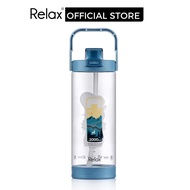 RELAX Tritan Botol Air Dengan Penyedut Water Bottle With Straw - Blue (1800ml) D7218