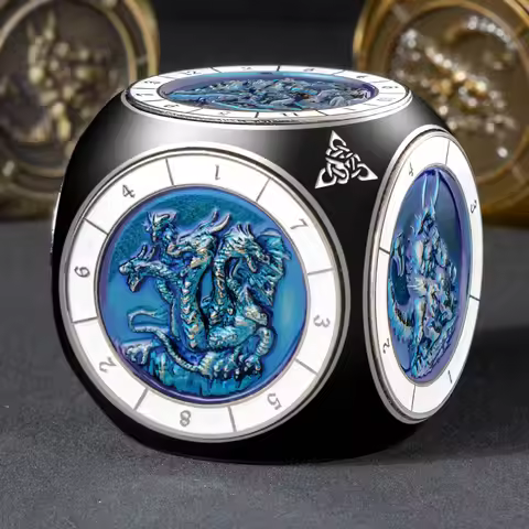 DND 7 in 1 Spinner Dice for Dungeon and Dragon, 3D Relief Polyhedral Metal Dice Set with Box, RPG Ro