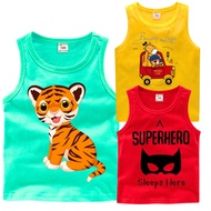 3PCS Colored Sleeveless Sando w/ Stylish Animal Print for Infant Baby Kids Boys - 9mos- 12 Yrs Old