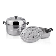 28 CM 3 Layer Stainless Steel Steamer Pot