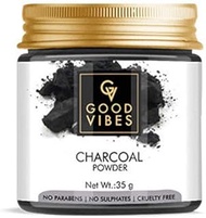 Good Vibes Charcoal Powder For Hair and Skin - 35 g - Charcoal Skin Mask and Hair Mask Powder - Powered with Vitamin A &amp; E, Prevents Dandruff and Helps Remove Impurities - Cruelty Free