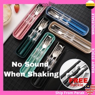 5pcs Cutlery Stainless Steel Tableware Spoon Fork Chopsticks Set Container Lunch Protable Travel Sud