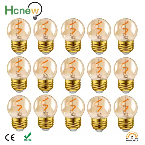 G40 Gold Led Spiral Filament Light Bulb 1W (Equivalent 10W) Energy Saving Led Lamp Amber Glass E27 2