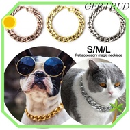 GERTRUD Pet Necklace, Cat Dog Gold Necklace Adjustable Chain Dog Collar, Portable Chain Collar Gold 