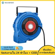 สายต่อขยาย Telescopic รีลสายไฟ 15M 14AWG 15A 180 °หมุนเมาท์สามซ็อกเก็ตปรับหยุด