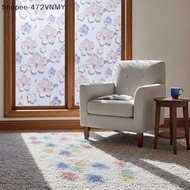 [THO] 3D Embossed Floral Static Cling Window Film Privacy UV Bloing 1Roll 60*100cm for Balcony Glass