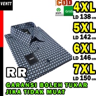 kemeja motif hem baju atasan pria jumbo big size oversize cowok laki laki besar hitam putih biru me
