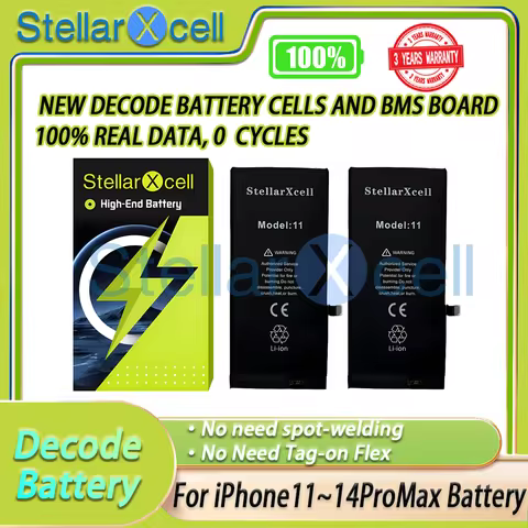 2PCS-StellarXcell-Decode Battery for iPhone Battery iPhone11 12 13 14 15 pro mini plus promax wholes